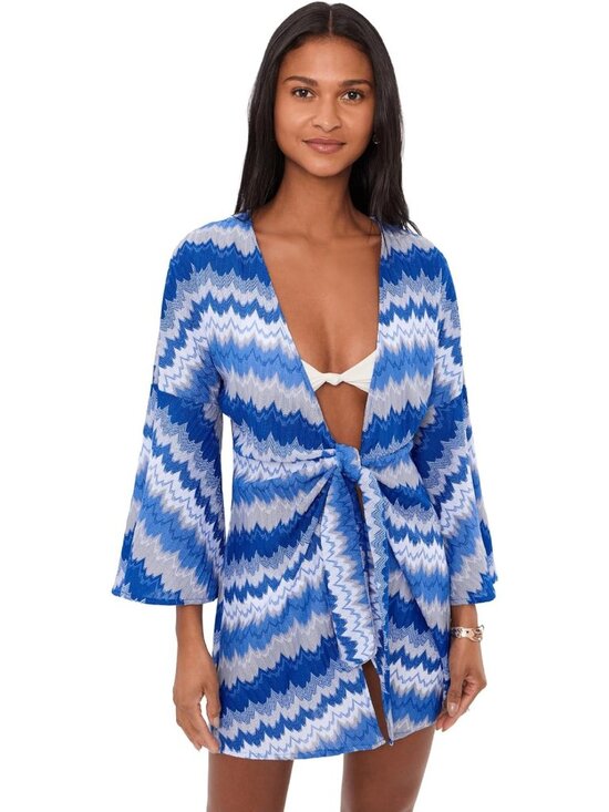 Tops - Textured Tie Front Tunic - Stylish Summer Top, Lightweight & Versatile Fashion